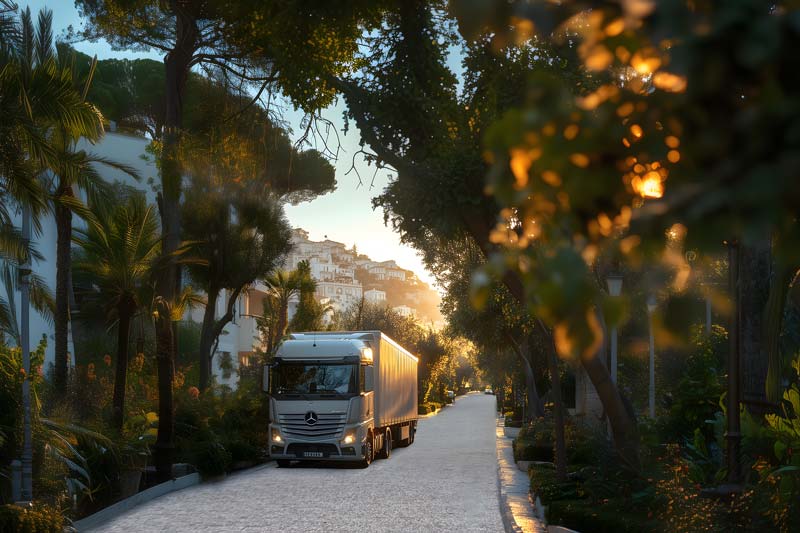 Voie pavée pour poids lourds